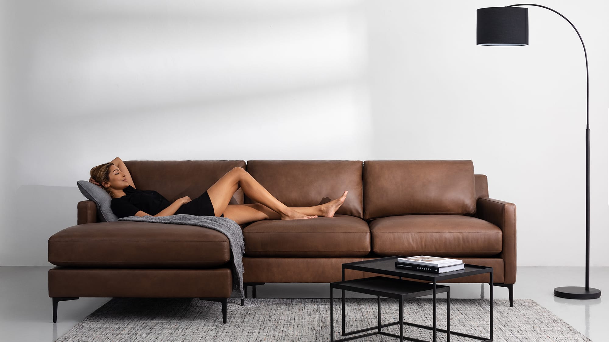 The Kennedy Leather Sectional | Noa Home