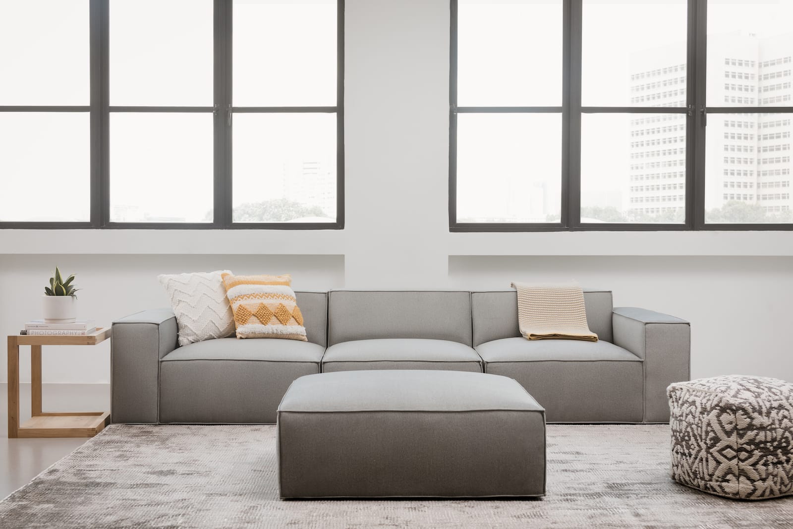 Grey modular outlet lounge