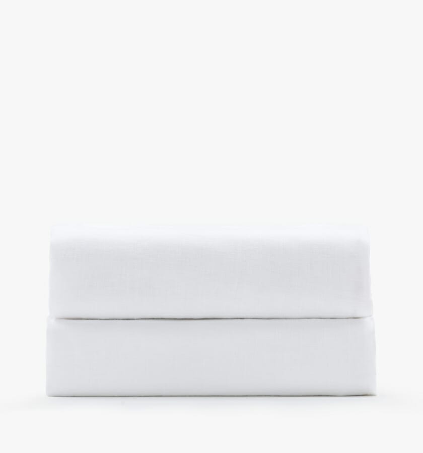 Linen fitted sheet - white
