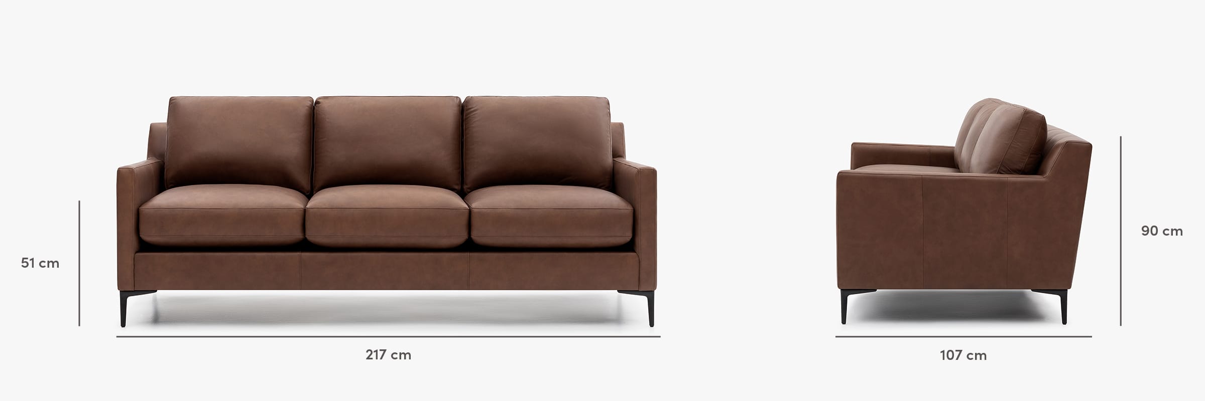 Kennedy sofa leather - dimensions