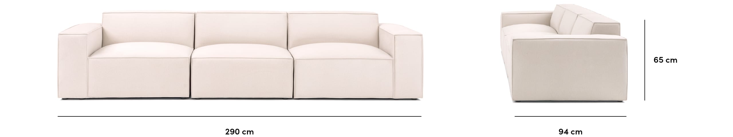 PACIFIC 3-piece modular sofa dimensions