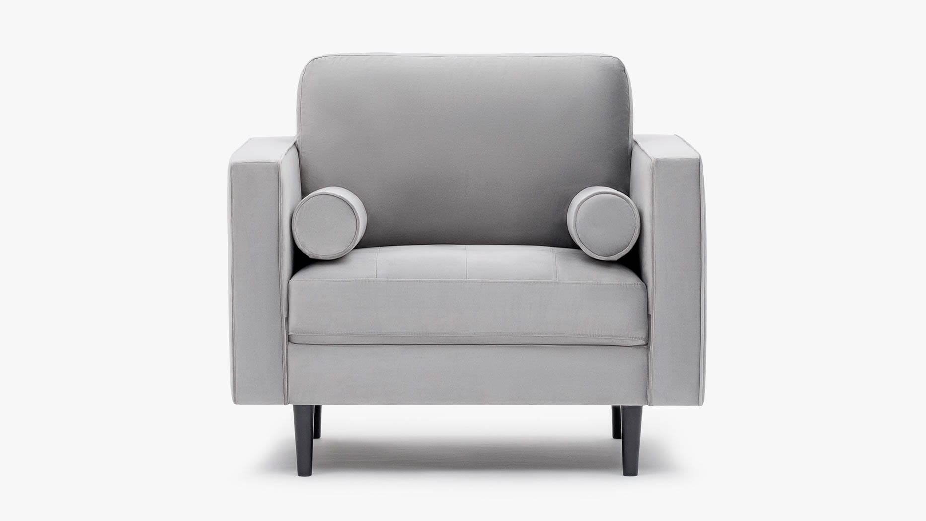 gray velvet lounge chair