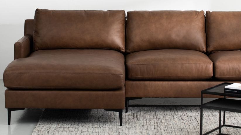 The Kennedy Leather Sectional Noa Home, Light Brown Leather Couch With Chaise