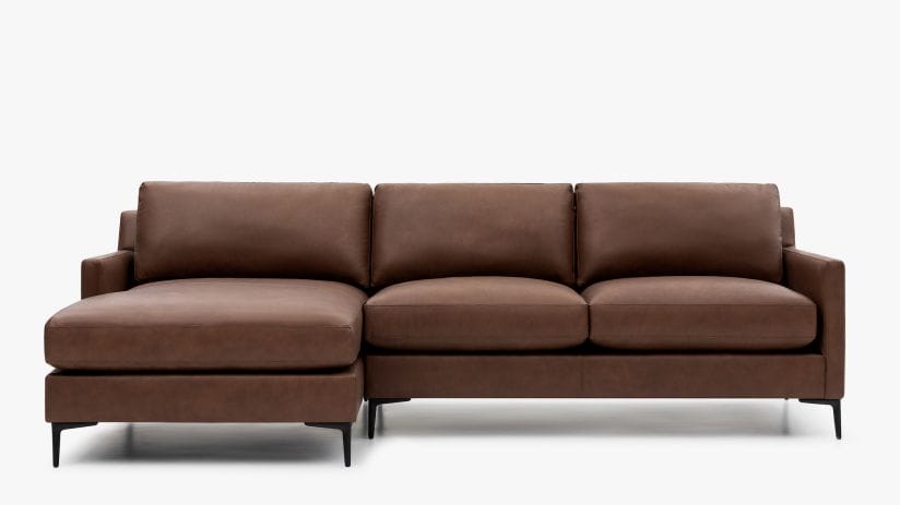 The Kennedy Leather Sectional Noa Home, Medium Brown Leather Sectional Sofa
